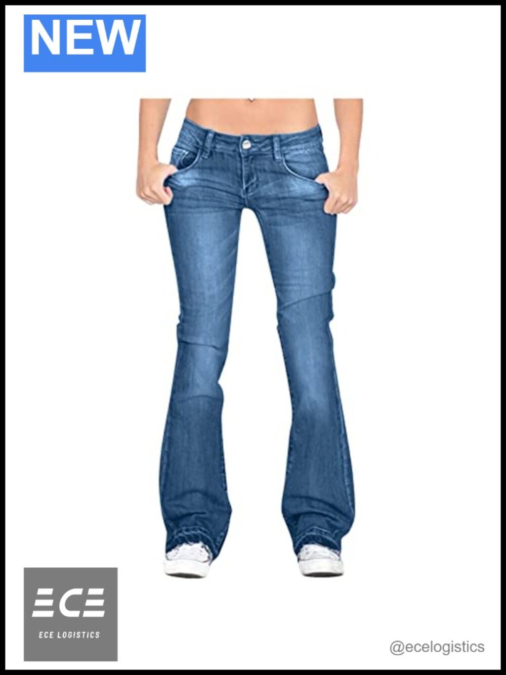 Women's Flared Bell Bottom Jeans High Rise Wide Leg Denim Pants Retro